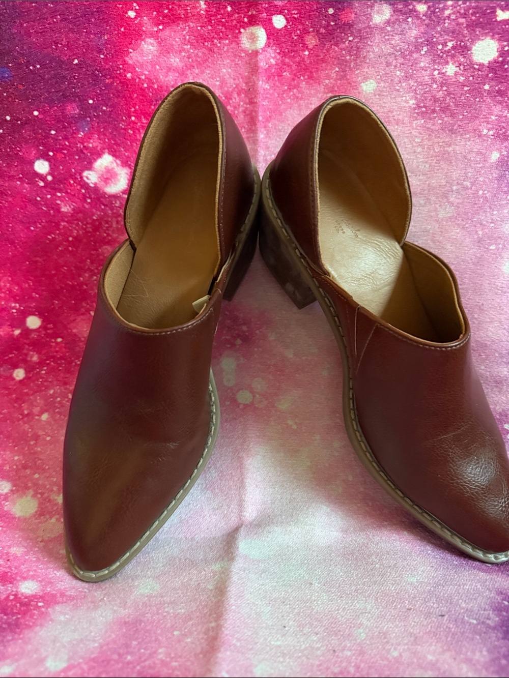 Women’s Brown Leather Pointed Mule Heels